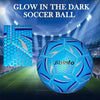 JibInfo Light Up Soccer Ball Size 5, Glow in The Dark Soccer Ball Luminous Soccer Balls for Day&Night Games and Training Gifts for Men Youth and Adult Night Games Blue