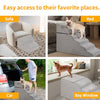 SuleeMat Dog Stairs for High Beds, 28 inch Height Pet Stairs for Small Dogs, Extra Wide Foam 6-Tier Dog Steps, Non-Slip Dog Steps with Removable Cover, Grey Pet Ramps for Injured Dogs and Older Cats