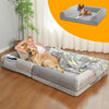 Human Size Dog Bed, 72"x43"x9.5" Giant Dog Bed for People, Large Bean Bag Bed for Adult& Pets, Human Pet Bed with Blanket, Foldable Napping Bed for Sitting Room, Office or Camp, Washable Faux Fur