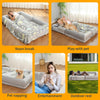 Human Size Dog Bed, 72"x43"x9.5" Giant Dog Bed for People, Large Bean Bag Bed for Adult& Pets, Human Pet Bed with Blanket, Foldable Napping Bed for Sitting Room, Office or Camp, Washable Faux Fur